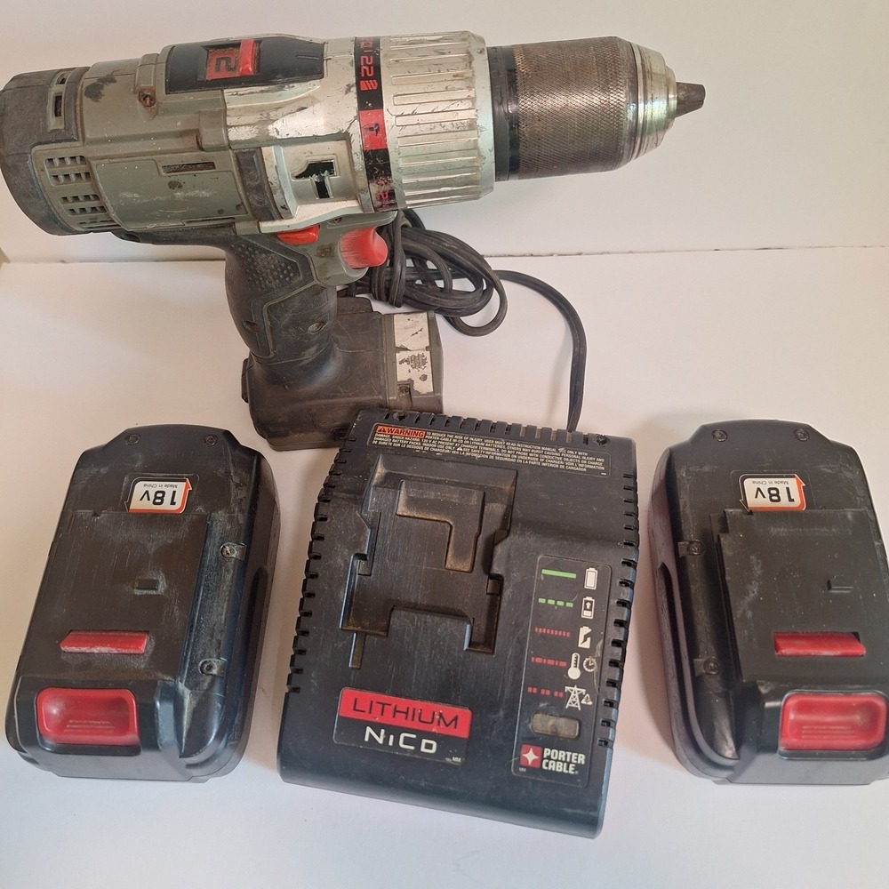 Porter Cable 18V Cordless Drill Driver with 2 Batteries and Charger Set